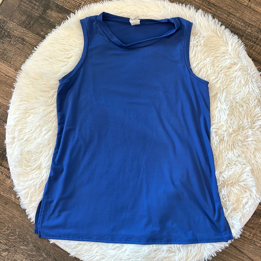 Oversized Blue Sew In Love Tank in Blue